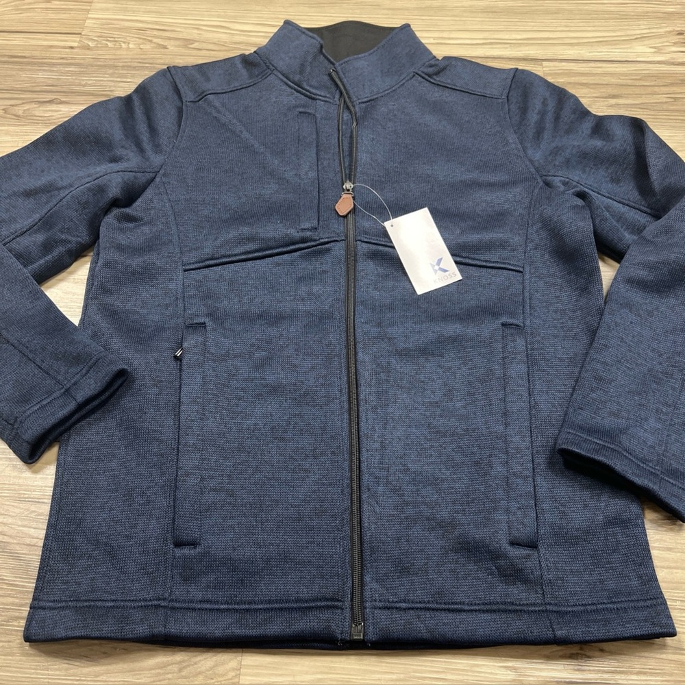 KNOSS Bonded Sweater Fleece Jacket Full Zip Navy Men's Medium KN6021 NWT